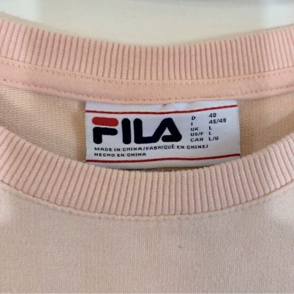 Womens Fila Sweatshirt Pale Pink Top 2 Side Pockets Sz Large Gorgeous - Picture 3 of 4